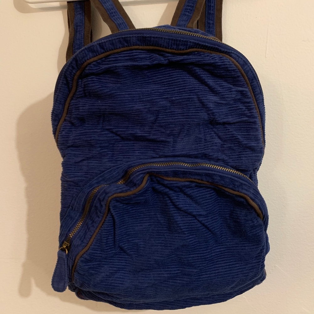 Blue Corduroy Backpack
